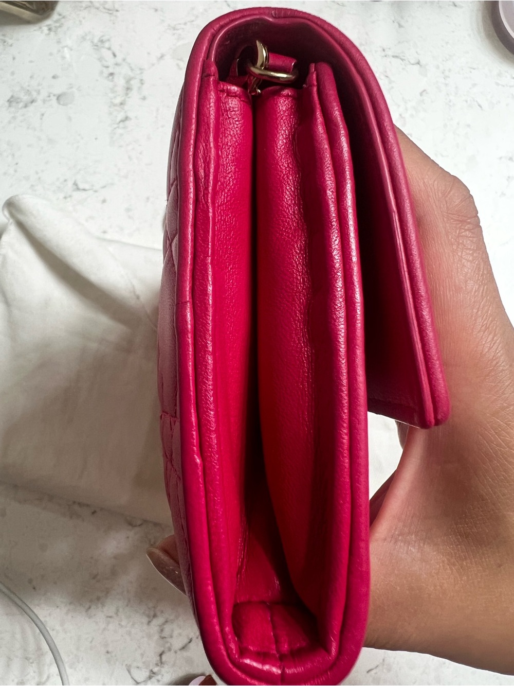 Dior Fuchsia Pink Quilted Leather Wallet on chain - Picture 7 of 10
